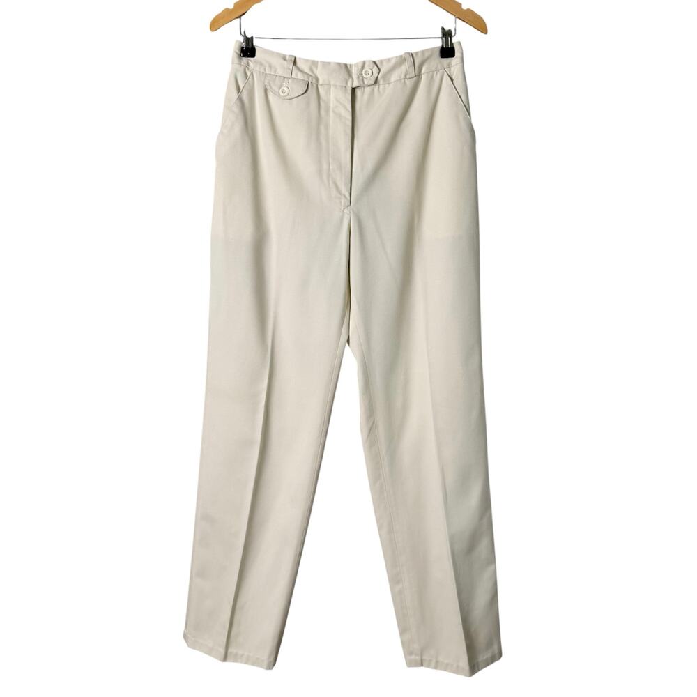 Vintage Sasson Cream‎ High Waisted Tailored Pants Straight Leg Cotton Blend, 12